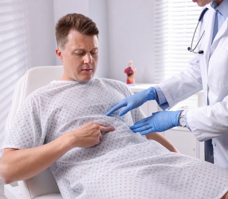 Paciente en recuperación postoperatoria laparoscópica